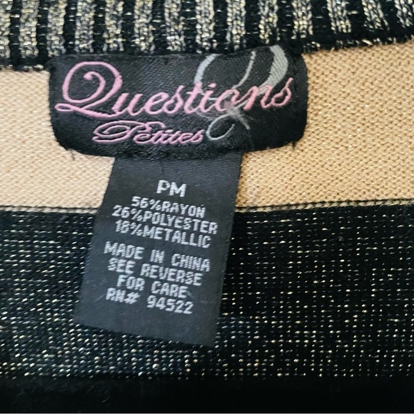 Questions Petites full zip cardigan sweater size PM black gold glitter holidays - Picture 7 of 8